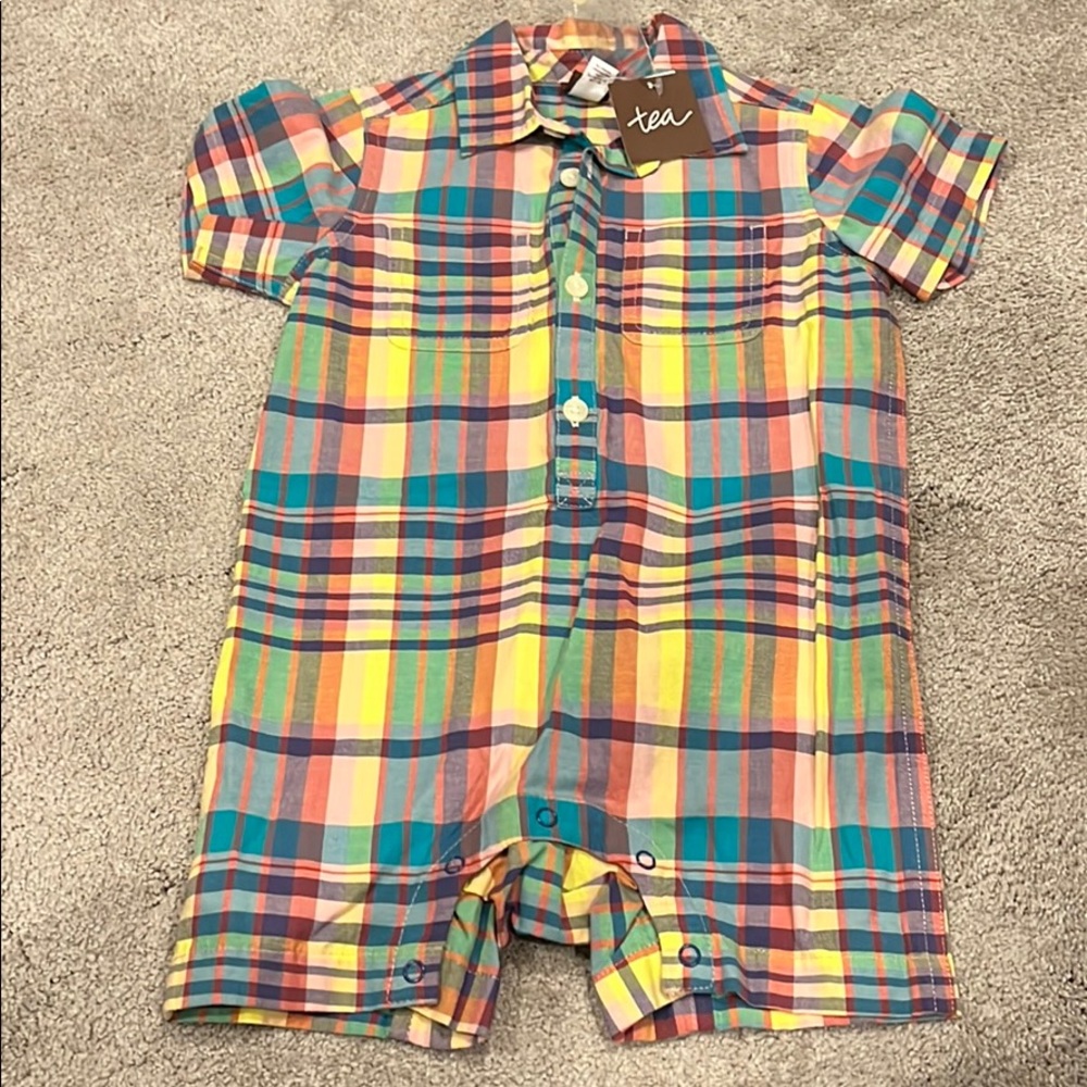 Plaid shirt sleeve jumper